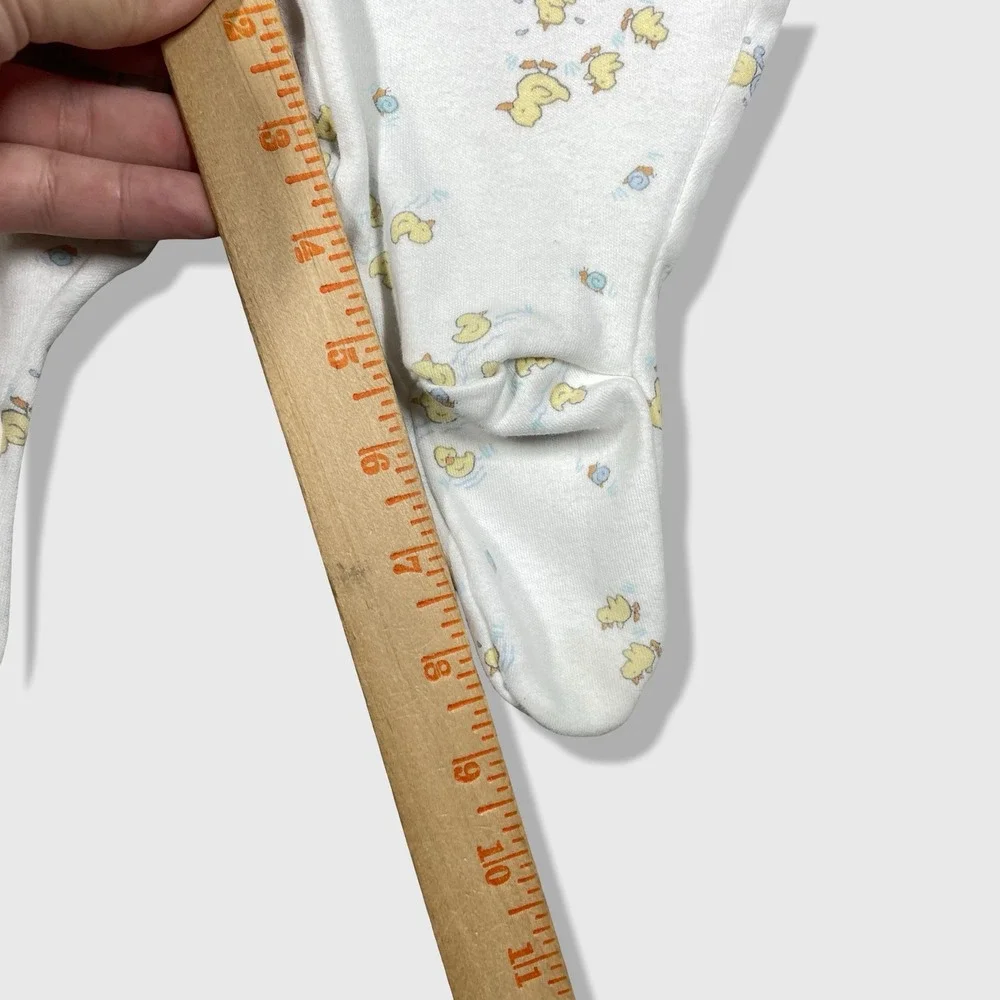 Carter's Footed Sleeper Baby 3-6M‎ White Yellow Duck Print Vintage Aesthetic